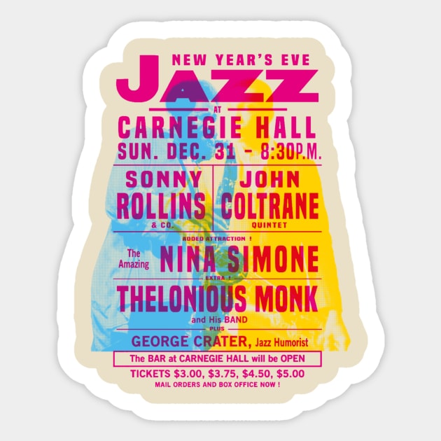 Sonny Rollins John Coltrane Nina Simone Thelonious Monk poster Sticker by HAPPY TRIP PRESS